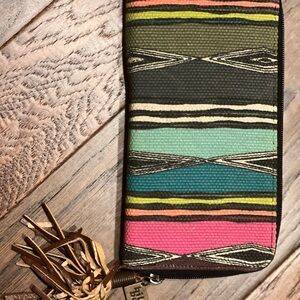 Colorful Striped Wallet with Tassel